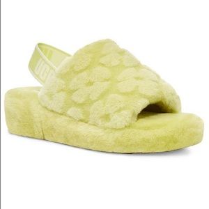 UGG Fluff Yeah Shearling Slingback Sandal Poppy